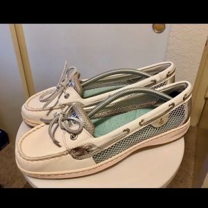Sperry Angelfish white leather mesh women 9.5